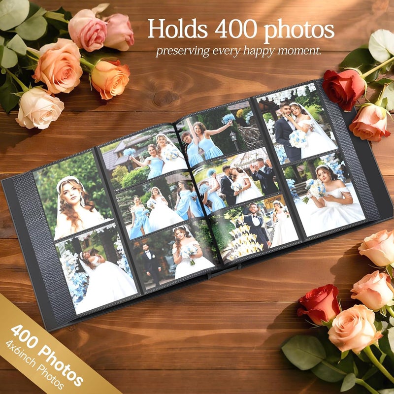 barsone Linen Wedding Photo Album 4x6 with 400 Pockets(Large Capacity Customizable Memory Book, Custom Engraved Cover, Bridal Photo Album for Engagement, Gifts & Memory Keepsake) - Image 4